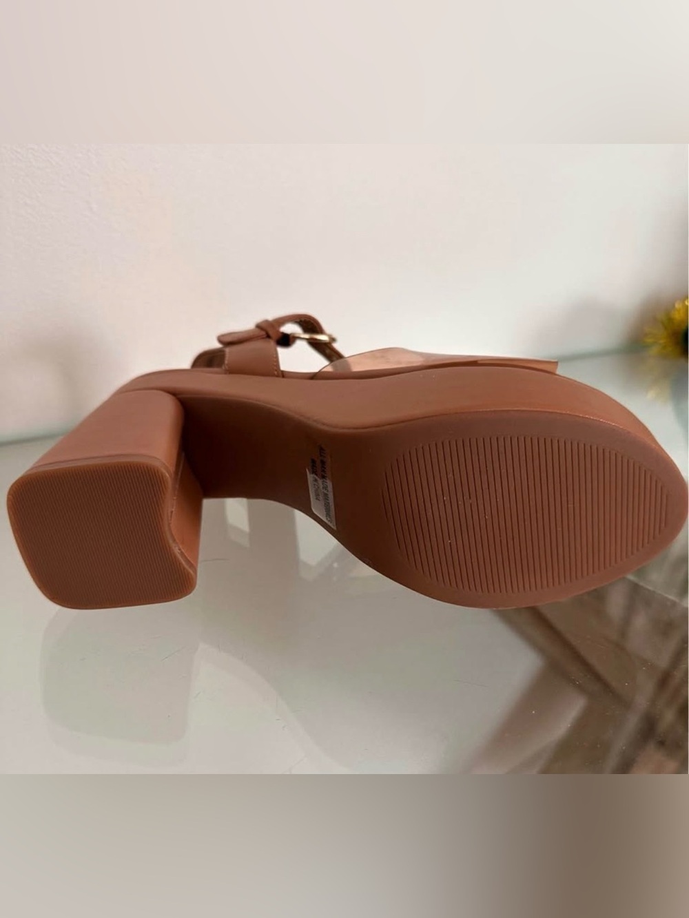 Dolce Vita Cognac Platform Block Heel Sandals - Picture 4 of 5